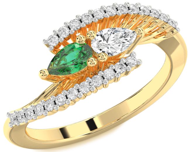 Diamond Gold Pear Two Stone Promise Ring