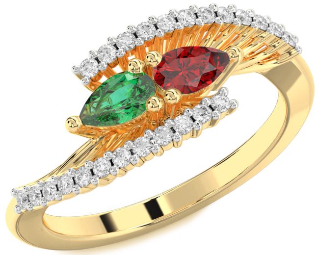Diamond Gold Pear Two Stone Promise Ring