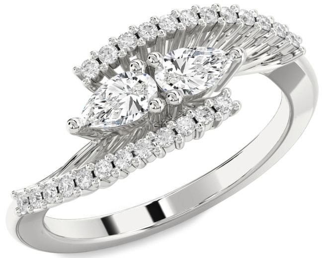 Lab Diamond Platinum Pear Two Stone Ring