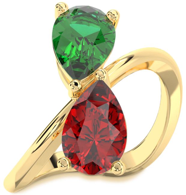 Gold Pear Two Stone Promise Ring