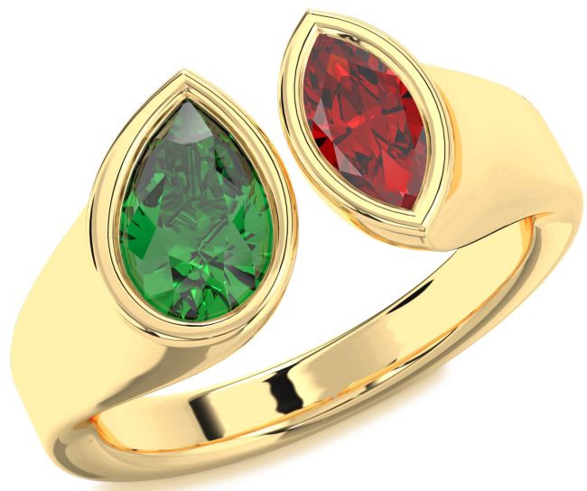 Gold Pear Two Stone Promise Ring