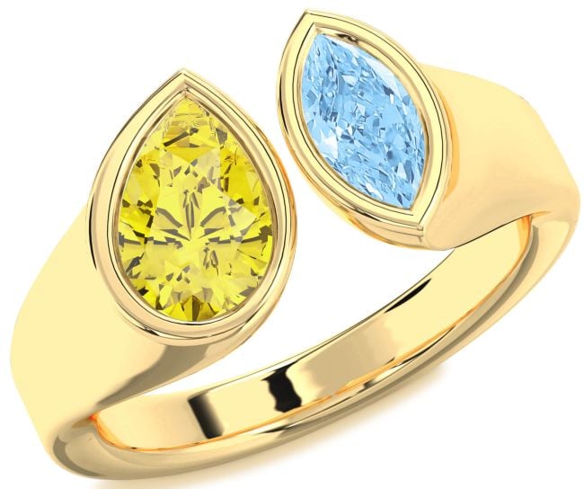 Gold Pear Two Stone Promise Ring