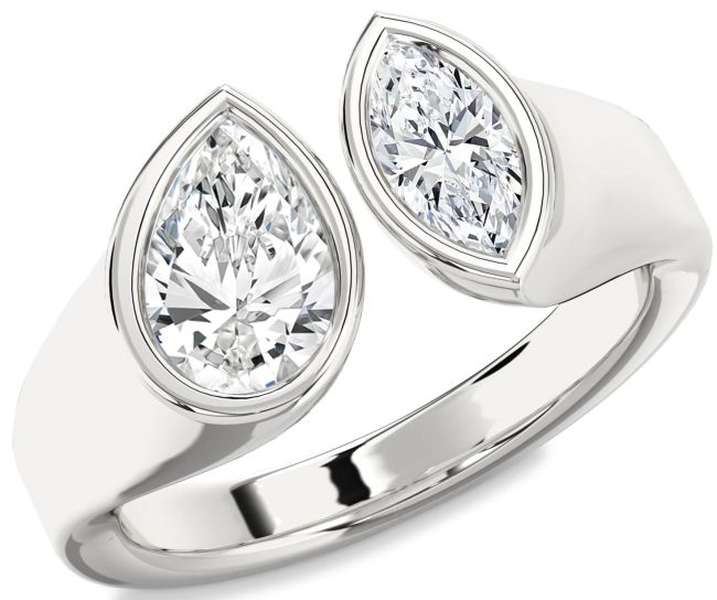 Lab Diamond Platinum Pear Two Stone Ring