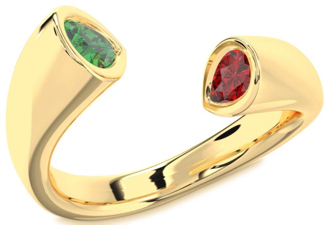 Gold Pear Two Stone Promise Ring