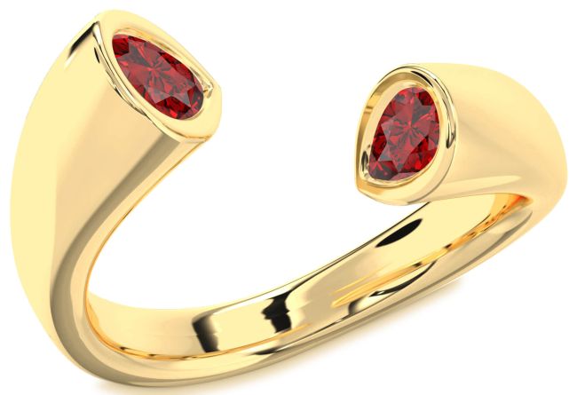 Ruby Gold Pear Two Stone Birthstone Ring