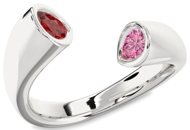 Silver Pear Two Stone Promise Ring