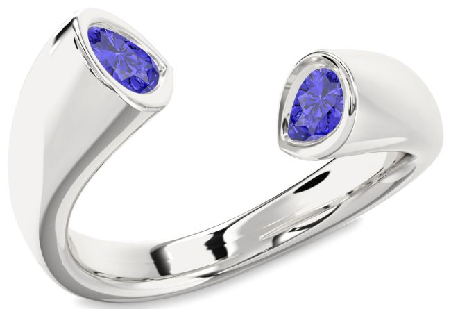 Tanzanite Platinum Pear Two Stone Ring