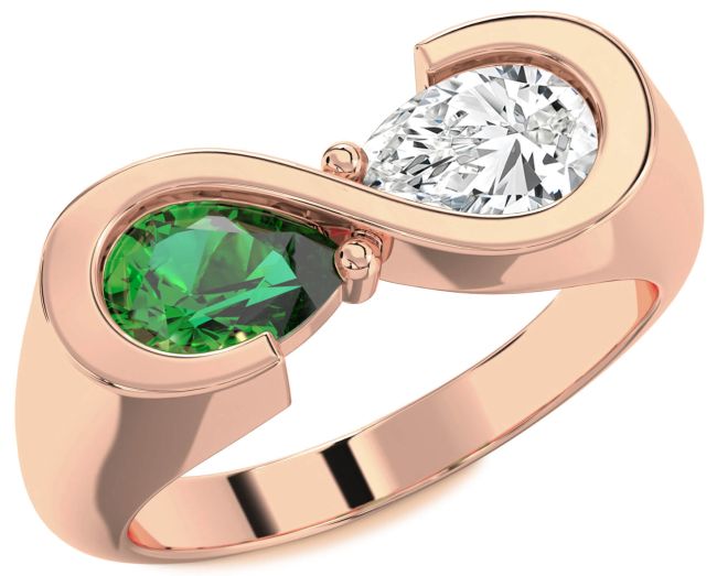 Rose Gold Infinity Pear Two Stone Promise Ring
