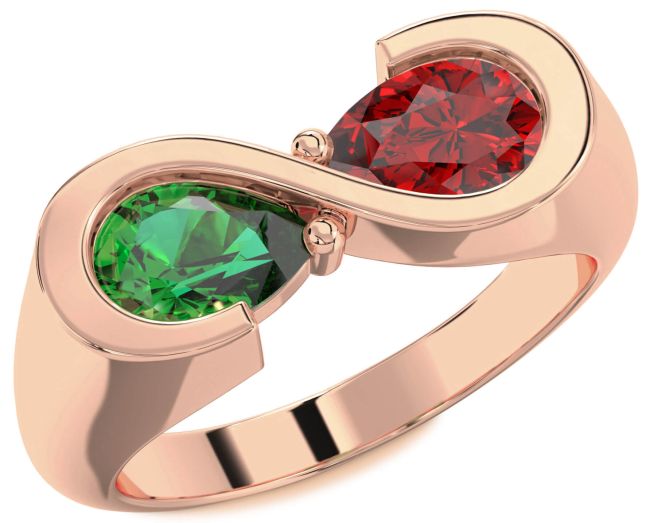 Rose Gold Infinity Pear Two Stone Promise Ring