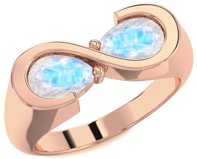 Moonstone Rose Gold Infinity Pear Two Stone Ring