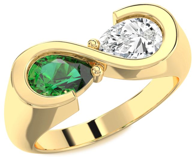 Gold Infinity Pear Two Stone Promise Ring