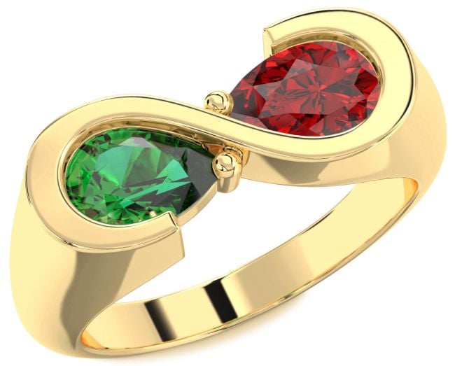 Gold Silver Infinity Pear Two Stone Promise Ring