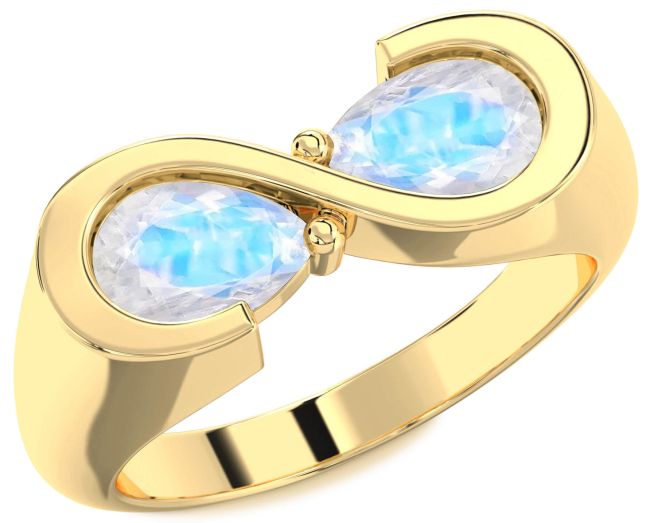 Moonstone Gold Infinity Pear Two Stone Ring