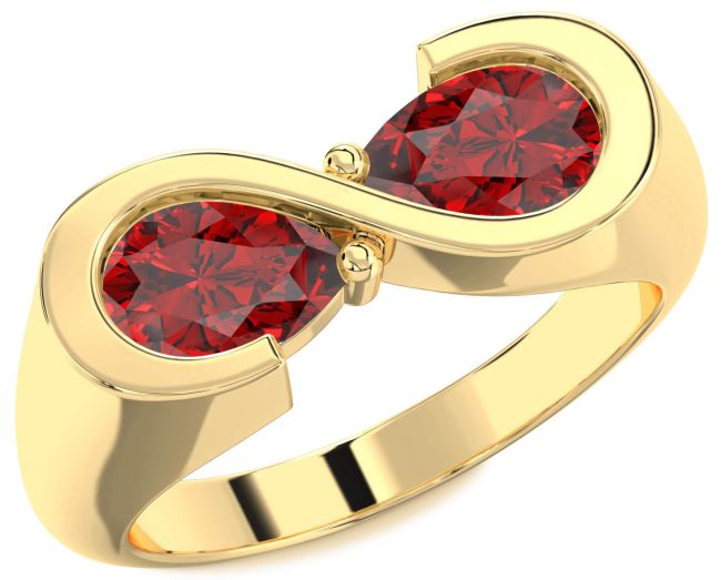 Ruby Gold Infinity Pear Two Stone Birthstone Ring