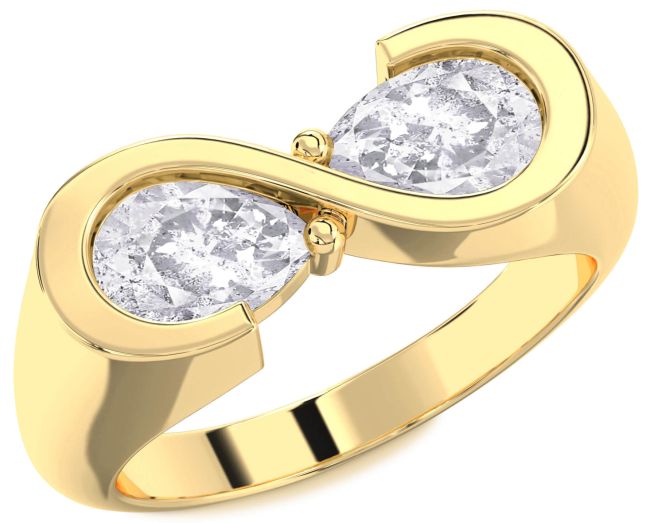 Salt & Pepper Diamond Gold Infinity Pear Two Stone Ring