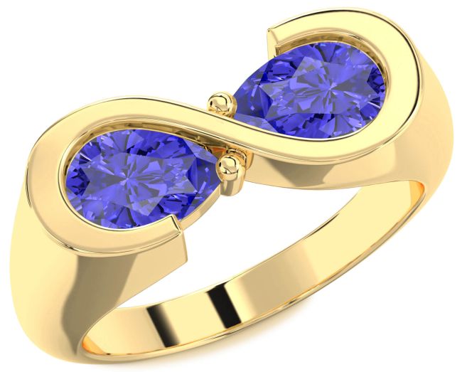Tanzanite Gold Infinity Pear Two Stone Ring