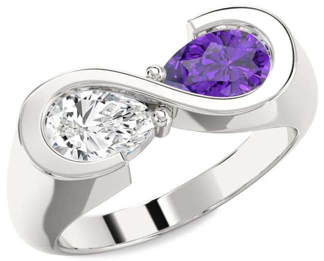 Silver Infinity Pear Two Stone Promise Ring