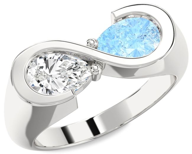 Silver Infinity Pear Two Stone Promise Ring
