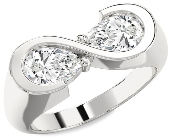 Diamond White Gold Infinity Pear Two Stone Ring