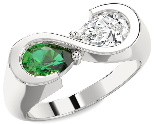 Platinum Infinity Pear Two Stone Promise Ring
