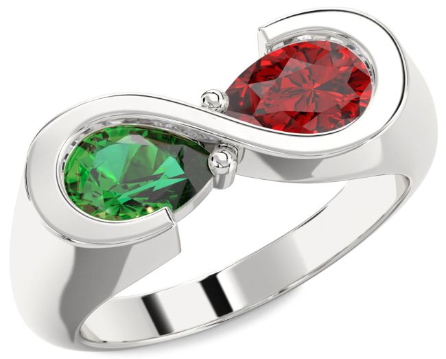 Silver Infinity Pear Two Stone Promise Ring