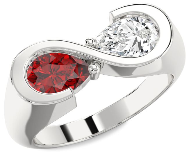 Silver Infinity Pear Two Stone Promise Ring