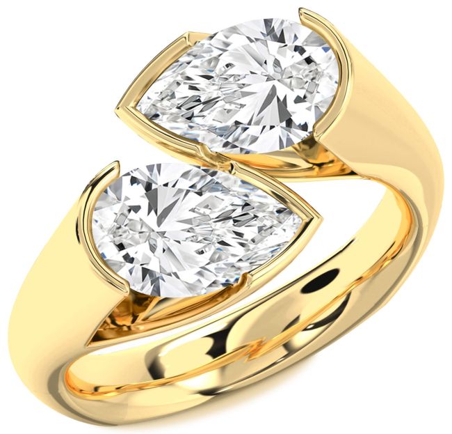 Diamond Gold Pear Two Stone Ring