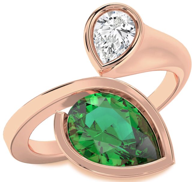 Rose Gold Pear Two Stone Promise Ring