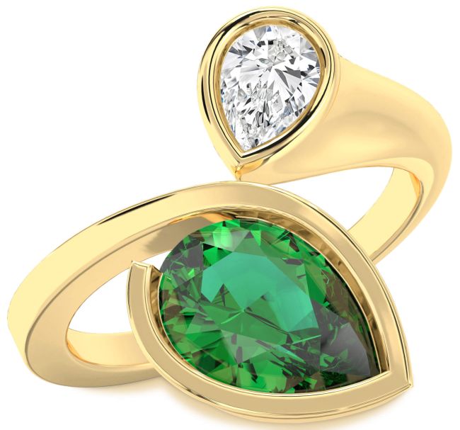 Gold Pear Two Stone Promise Ring
