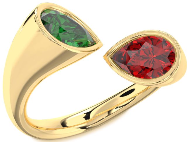 Gold Pear Two Stone Promise Ring