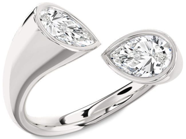 Diamond Platinum Pear Two Stone Ring