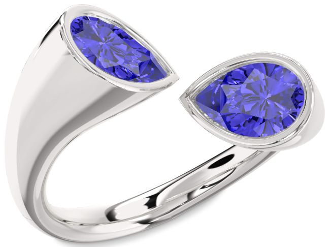 Tanzanite Platinum Pear Two Stone Ring