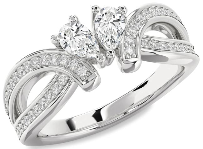 Diamond Platinum Pear Two Stone Ring