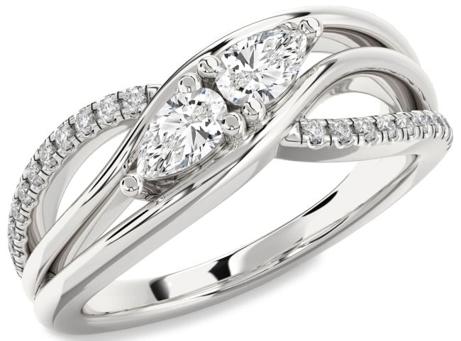 Lab Diamond Platinum Pear Two Stone Ring