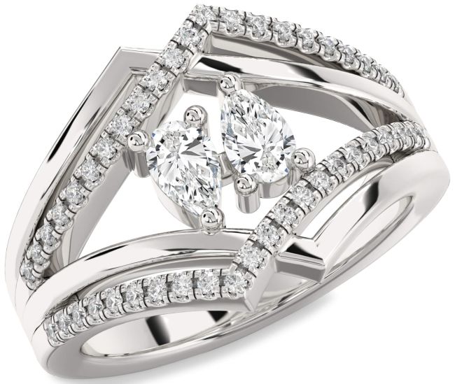 Lab Diamond Platinum Pear Two Stone Ring