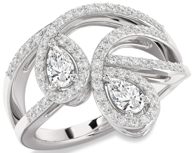 Diamond Platinum Pear Two Stone Ring