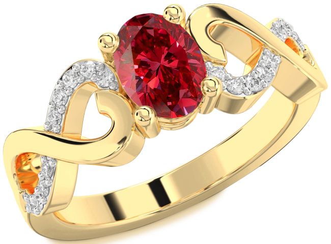 Diamond Ruby Gold Silver Infinity Heart Solitaire Pave Engagement Ring