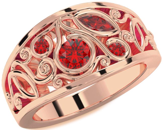 Ruby Rose Gold Round Four Stone Ring