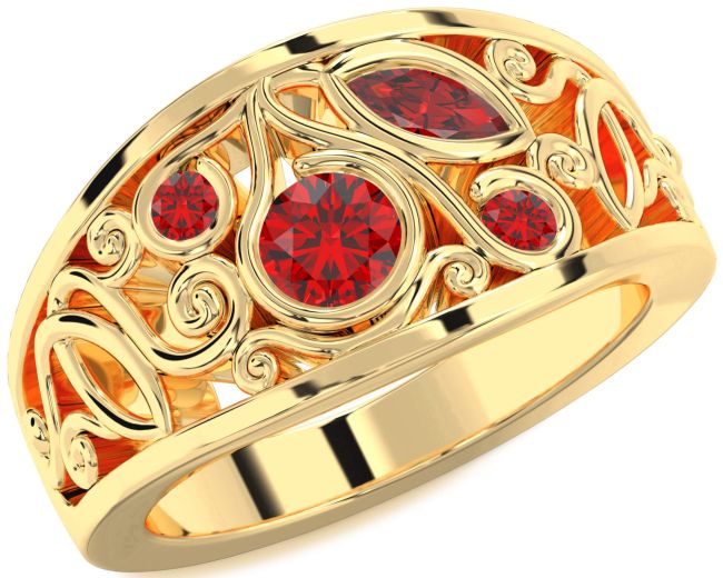 Ruby Gold Round Four Stone Ring
