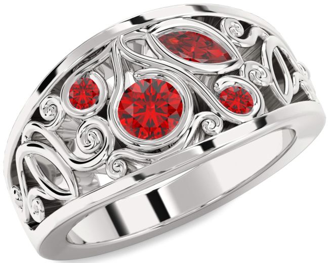 Ruby White Gold Round Four Stone Ring
