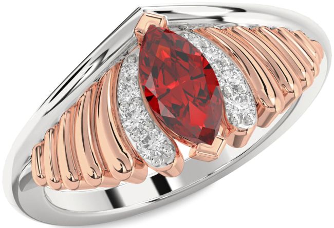 Diamond Ruby Platinum & Rose Gold Evil Eye Ring