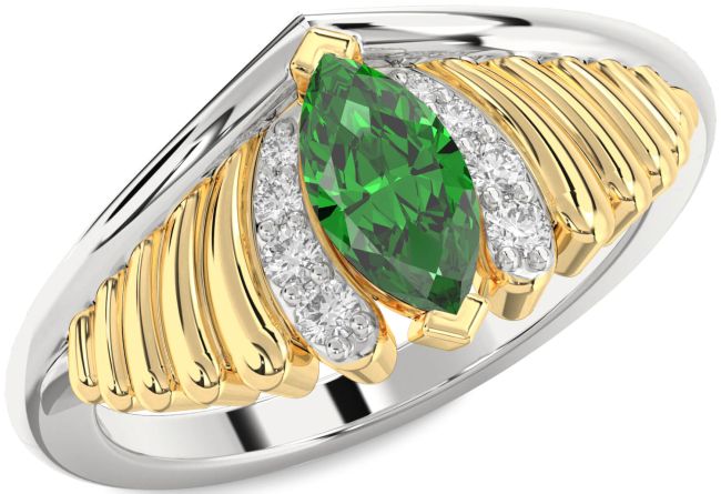 Diamond Emerald Gold Silver Evil Eye Ring