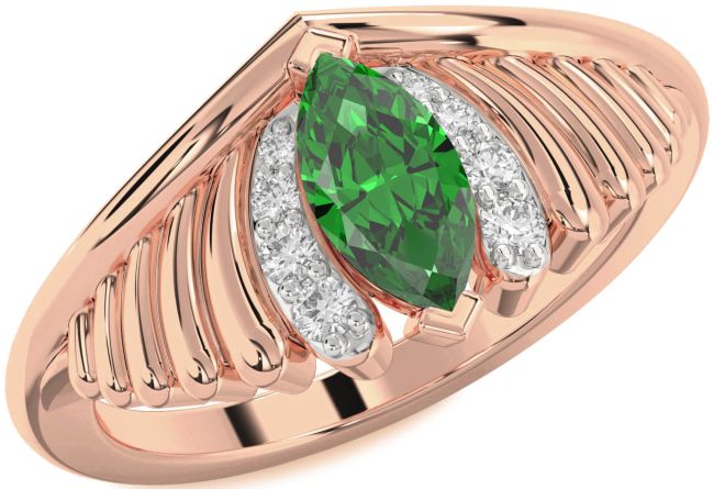 Diamond Emerald Rose Gold Evil Eye Ring
