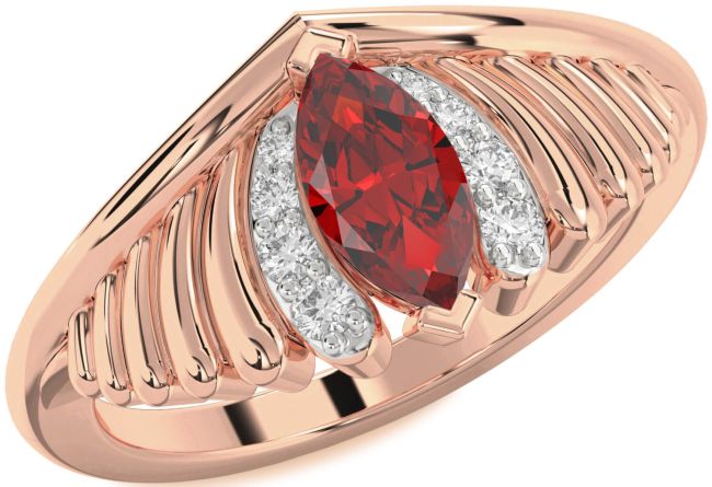 Diamond Ruby Rose Gold Evil Eye Ring
