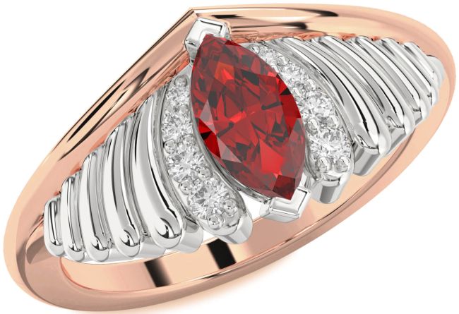 Diamond Ruby Platinum & Rose Gold Evil Eye Ring