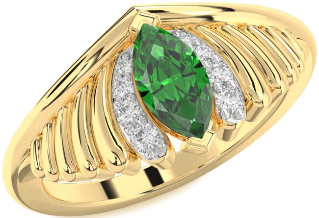 Diamond Emerald Gold Evil Eye Ring