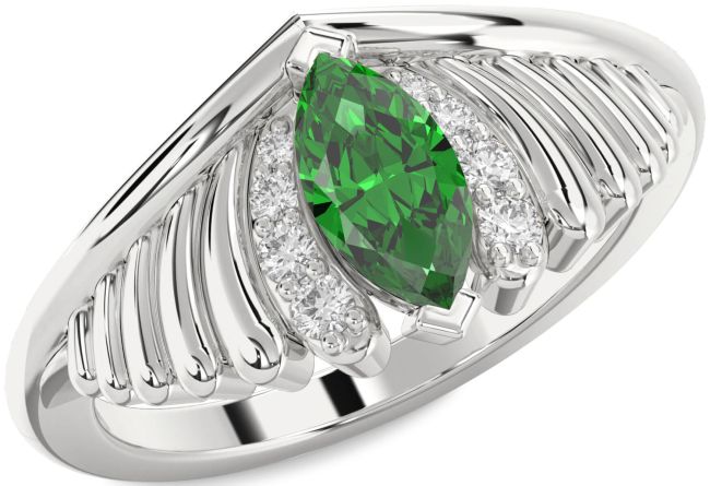 Diamond Emerald Platinum Evil Eye Ring