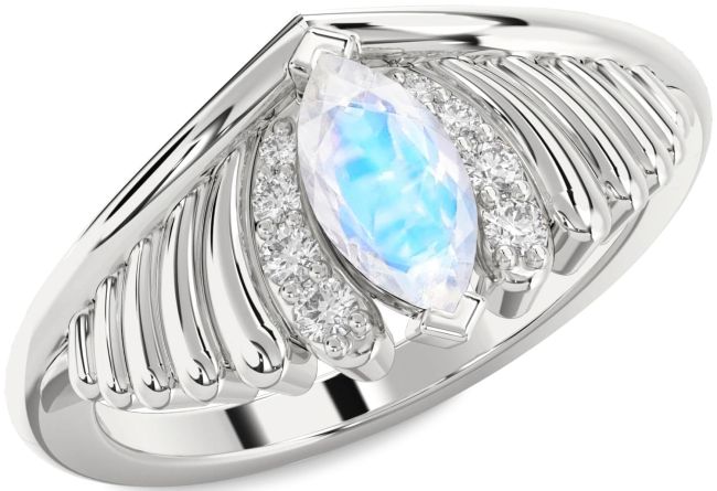 Diamond Moonstone Silver Evil Eye Ring