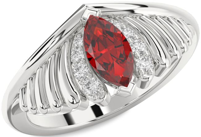 Diamond Ruby White Gold Evil Eye Ring