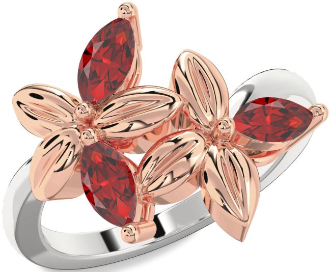 Ruby Platinum & Rose Gold Flower Ring